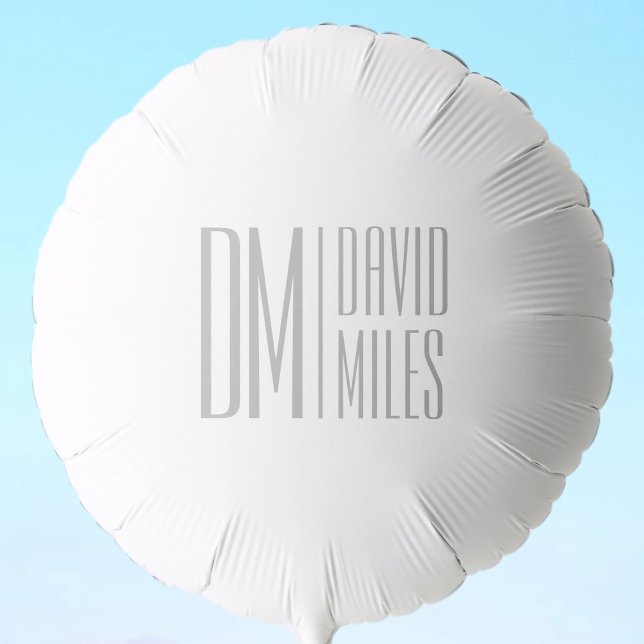 Stylish Minimal & Modern Grey Initials & Name Logo Balloon (Creator Uploaded)