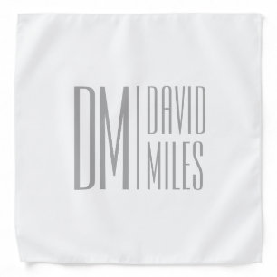 Stylish Minimal & Modern Grey Initials & Name Logo Bandana