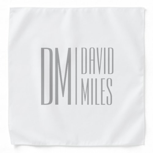 Stylish Minimal  Modern Grey Initials  Name Logo Bandana