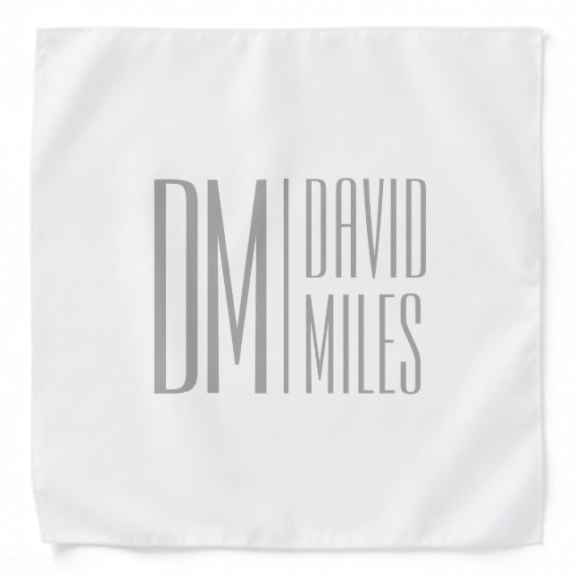 Stylish Minimal & Modern Grey Initials & Name Logo Bandana (Front)