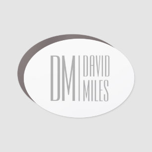 Stylish Minimal & Modern Grey Initials & Name Logo Car Magnet
