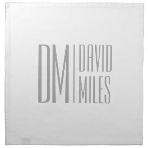 Stylish Minimal & Modern Grey Initials & Name Logo Cloth Napkin