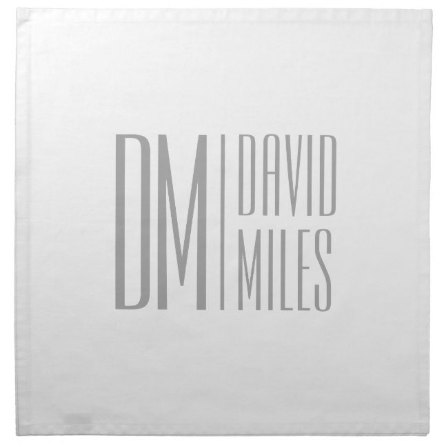 Stylish Minimal & Modern Grey Initials & Name Logo Cloth Napkin (Front)