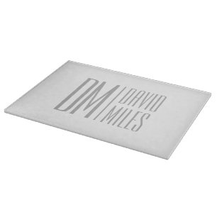 Stylish Minimal & Modern Grey Initials & Name Logo Cutting Board