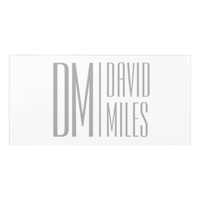Stylish Minimal & Modern Grey Initials & Name Logo Door Sign (Classic Front)