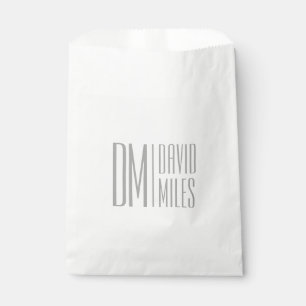 Stylish Minimal & Modern Grey Initials & Name Logo Favor Bag
