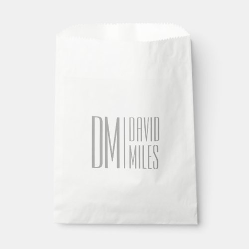 Stylish Minimal  Modern Grey Initials  Name Logo Favor Bag