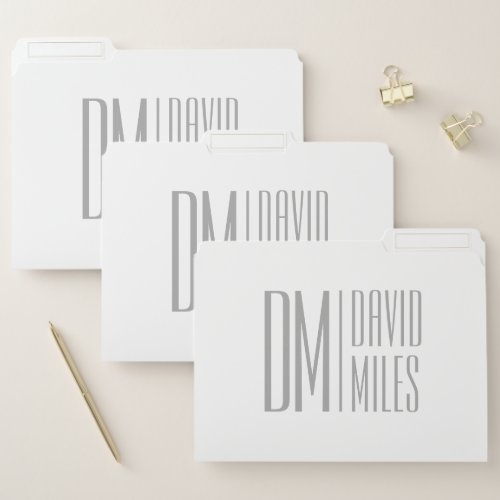 Stylish Minimal  Modern Grey Initials  Name Logo File Folder