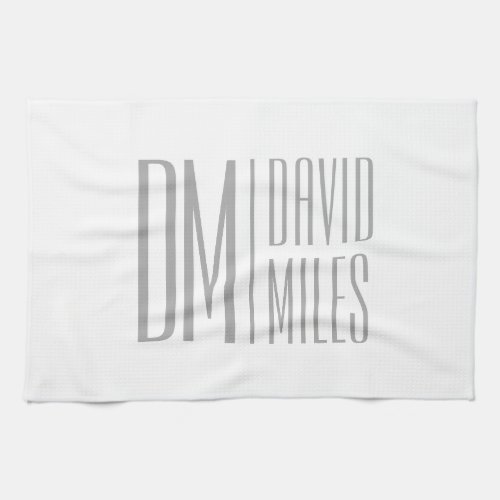 Stylish Minimal  Modern Grey Initials  Name Logo Kitchen Towel