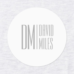 Stylish Minimal & Modern Grey Initials & Name Logo Labels