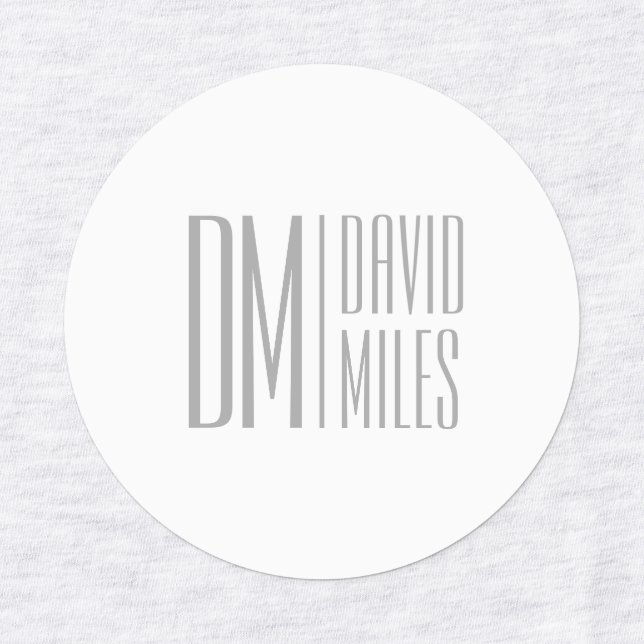 Stylish Minimal & Modern Grey Initials & Name Logo Labels (Design 3)