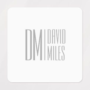 Stylish Minimal & Modern Grey Initials & Name Logo Labels