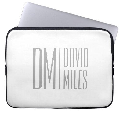 Stylish Minimal  Modern Grey Initials  Name Logo Laptop Sleeve