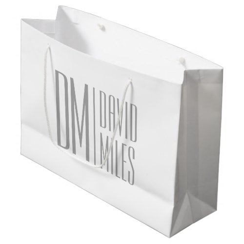 Stylish Minimal  Modern Grey Initials  Name Logo Large Gift Bag
