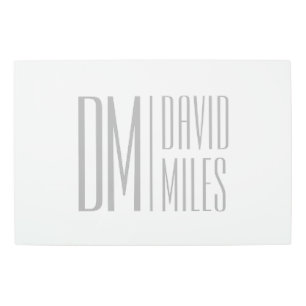 Stylish Minimal & Modern Grey Initials & Name Logo Metal Print