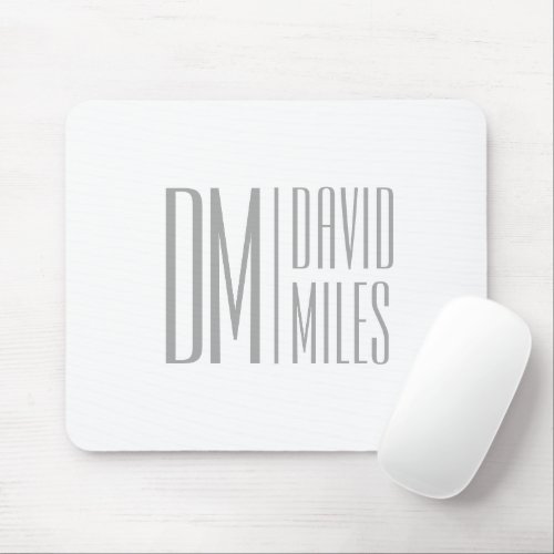 Stylish Minimal  Modern Grey Initials  Name Logo Mouse Pad