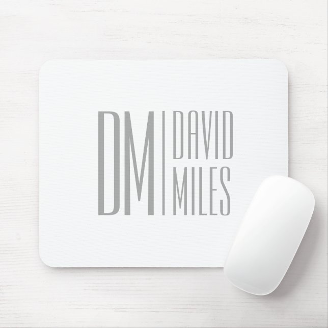 Stylish Minimal & Modern Grey Initials & Name Logo Mouse Pad (With Mouse)