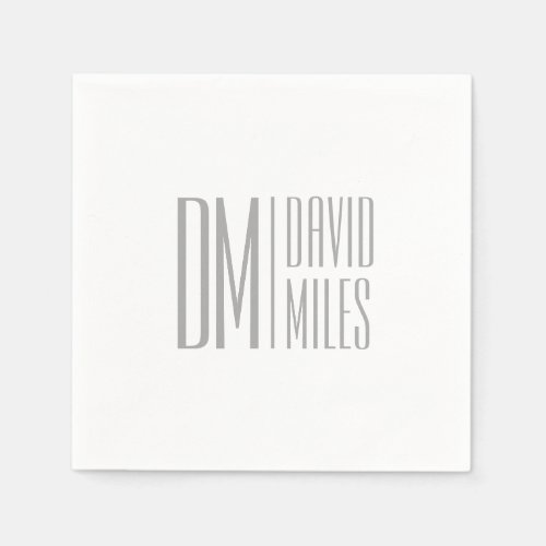 Stylish Minimal  Modern Grey Initials  Name Logo Napkins