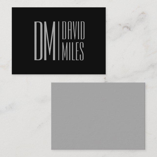 Stylish Minimal & Modern Grey Initials & Name Logo Note Card (Front/Back)