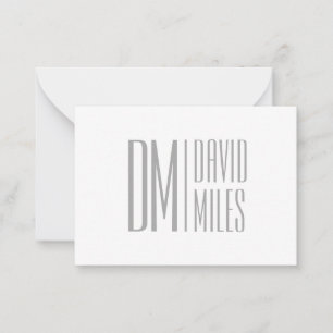 Stylish Minimal & Modern Grey Initials & Name Logo Note Card
