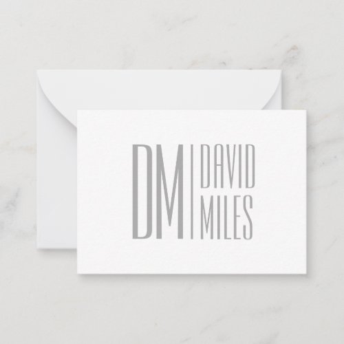 Stylish Minimal  Modern Grey Initials  Name Logo Note Card