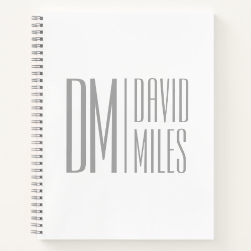 Stylish Minimal  Modern Grey Initials  Name Logo Notebook