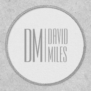 Stylish Minimal & Modern Grey Initials & Name Logo Patch