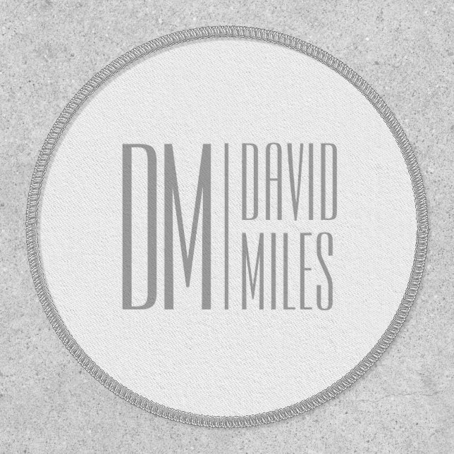 Stylish Minimal & Modern Grey Initials & Name Logo Patch (Front)