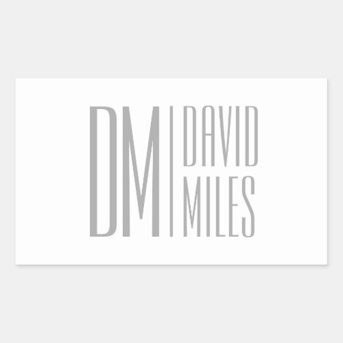 Stylish Minimal  Modern Grey Initials  Name Logo Rectangular Sticker