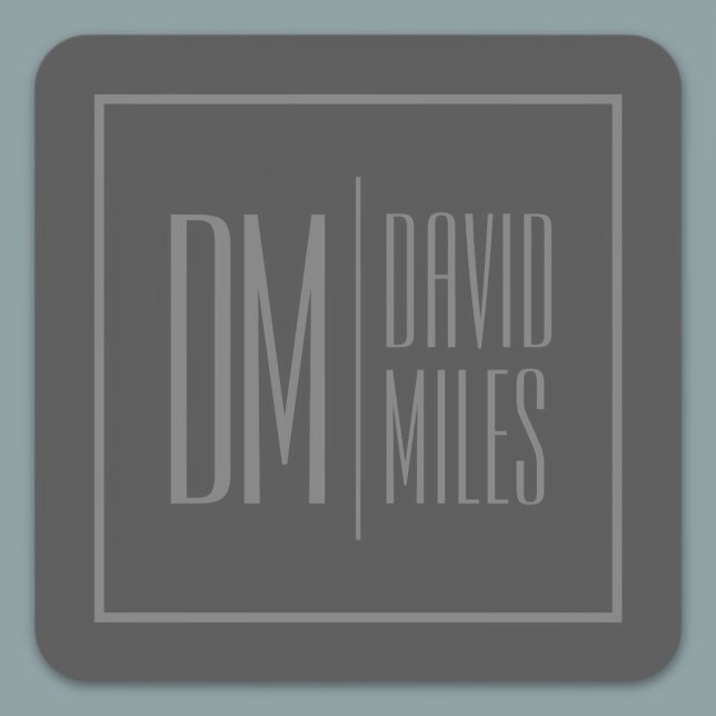 Stylish Minimal & Modern Grey Initials & Name Logo Square Sticker (Creator Uploaded)