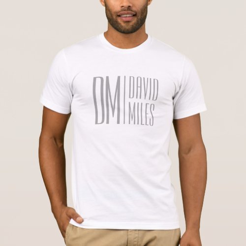 Stylish Minimal  Modern Grey Initials  Name Logo T_Shirt