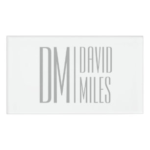 Stylish Minimal & Modern Grey Initials & Name Logo Tag
