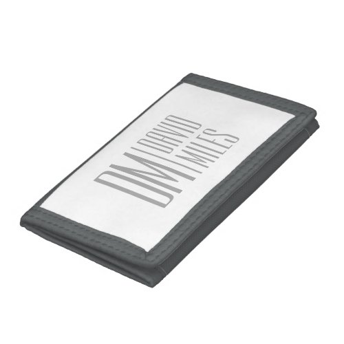Stylish Minimal  Modern Grey Initials  Name Logo Trifold Wallet