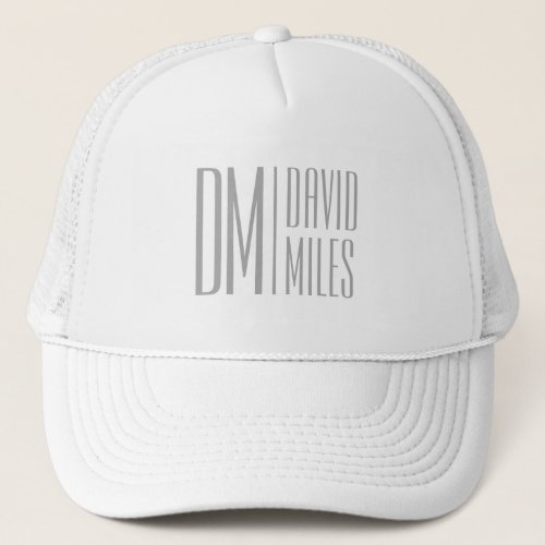 Stylish Minimal  Modern Grey Initials  Name Logo Trucker Hat