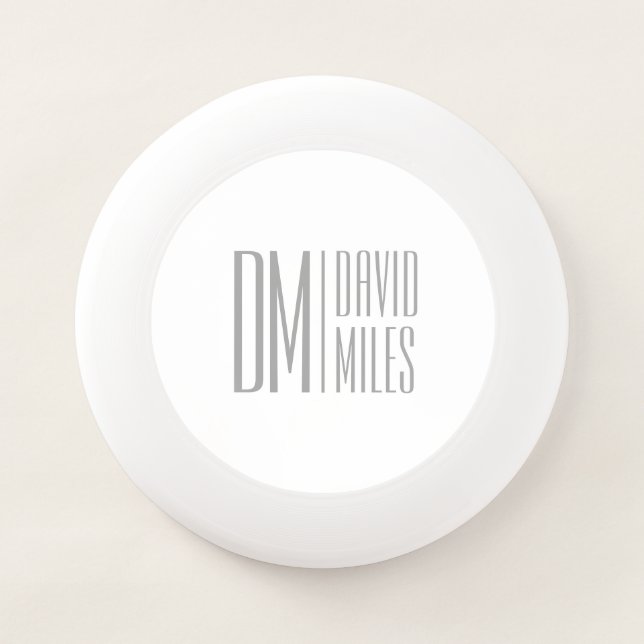 Stylish Minimal & Modern Grey Initials & Name Logo Wham-O Frisbee (Front)