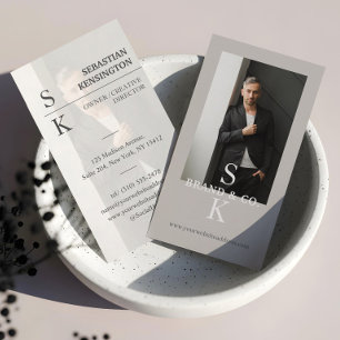 Stylish Minimal Modern Monogram Professional Photo Business Card