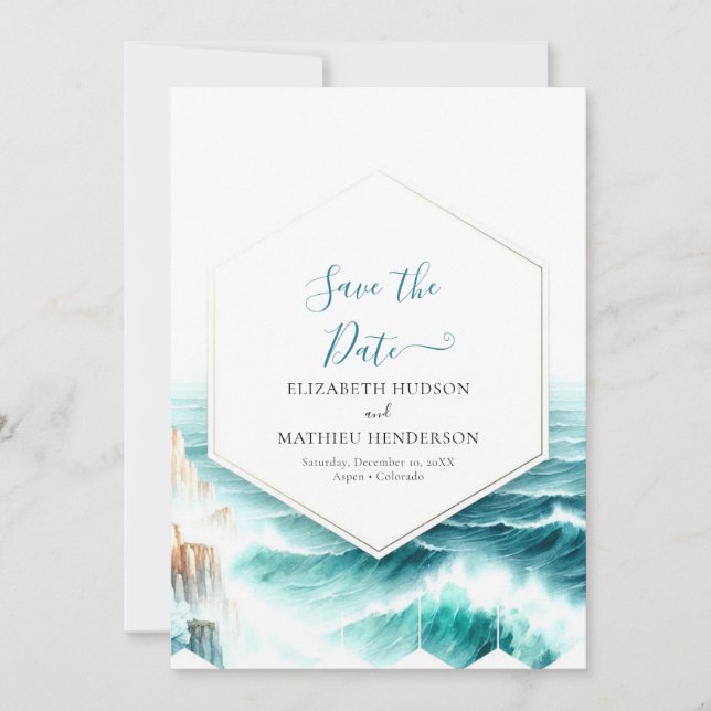  Stylish Minimal Nautical Wedding Save The Date (Front)