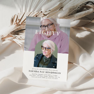 Stylish Minimal Photo EIGHTY 80th Birthday Invitation