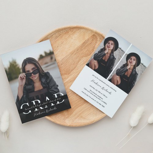 Stylish Minimal Photo Graduation Invitation