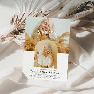 Stylish Minimal Photo SIXTY 60th Birthday Invitation