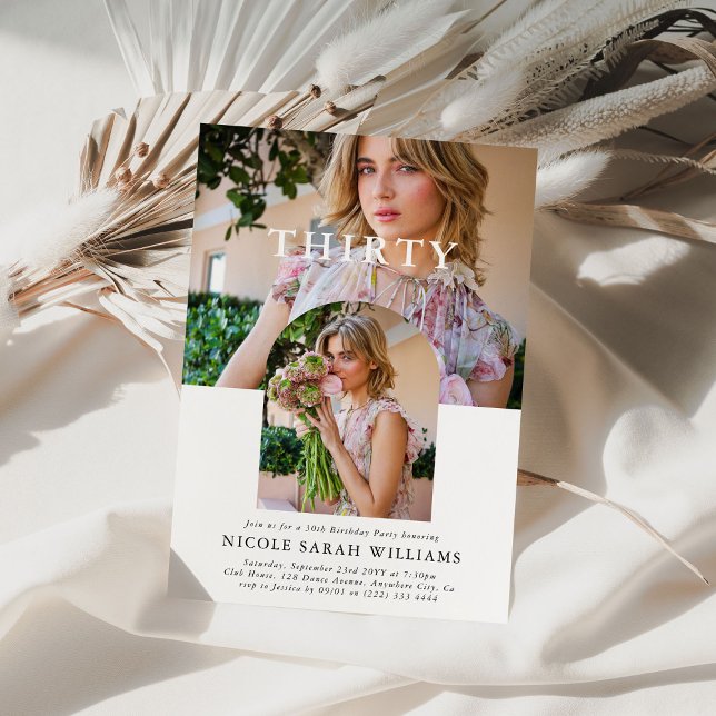 Stylish Minimal Photo THIRTY 30th Birthday Invitation (Creator Uploaded)