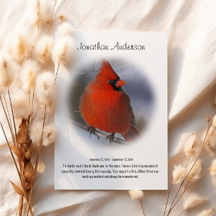 Stylish Minimal Red Cardinal Funeral Thank You Card