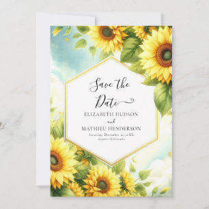 Stylish Minimal Sunflower Wedding Save The Date
