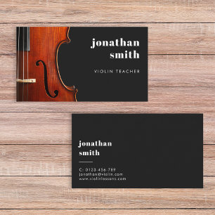 Stylish Minimal Violin Musician Black Business Card