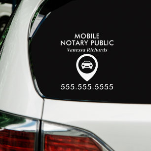 Stylish Minimal White Car Icon Mobile Notary Phone Window Cling