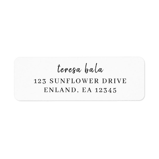 Stylish Minimal White Script Design Label (Front)