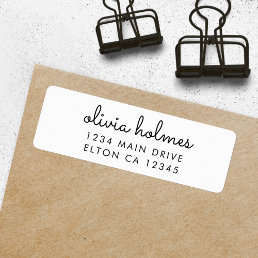 Stylish Minimal White Script Return Address Label