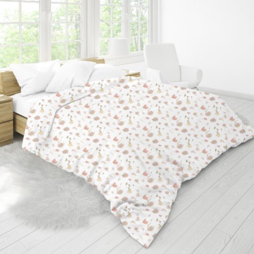 Stylish minimal wildflower watercolor duvet cover