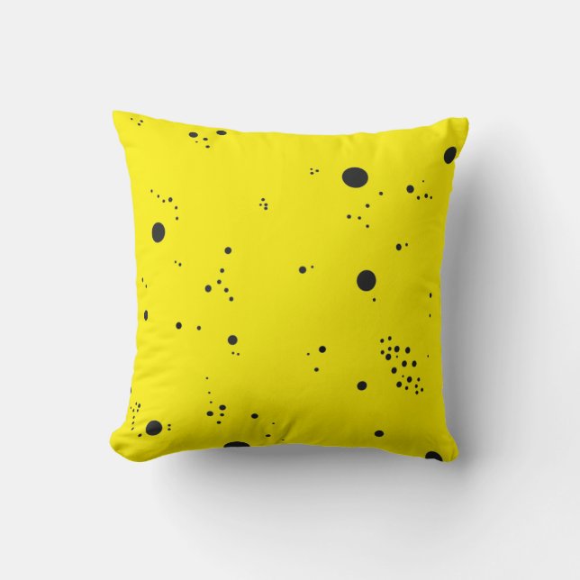 Stylish Minimalism Black Dots Yellow Cushion (Front)