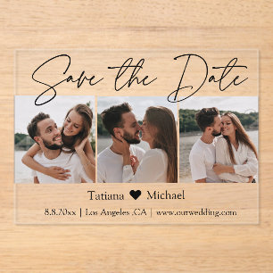 stylish minimalist 3 photo modern save the date 